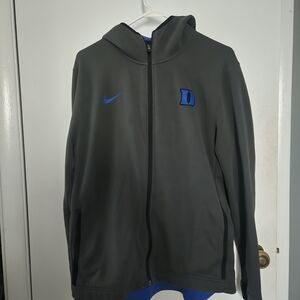 Nike Duke Blue Devils Gray and Blue Men's Jacket Full Zip Dri Fit Lweight Hoodie
